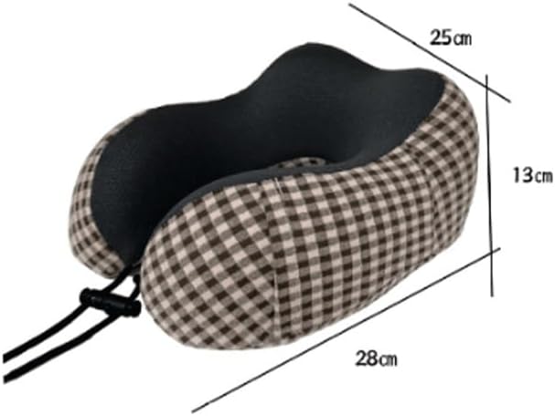 Business Color-Matched Checkered Memory Foam U-Shaped Neck Support Pillow with Slow Recovery Backrest Cushion
