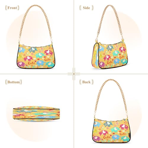 Shoulder Bag for Women Colorful Elephants Tote Handbag Crossbody Bag with Zipper Closure2