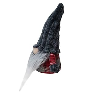 Northlight Plush Plaid Standing Christmas Gnome - 9" - Red and Gray Northlight Plush Plaid Standing Christmas Gnome 9 Red and Gray