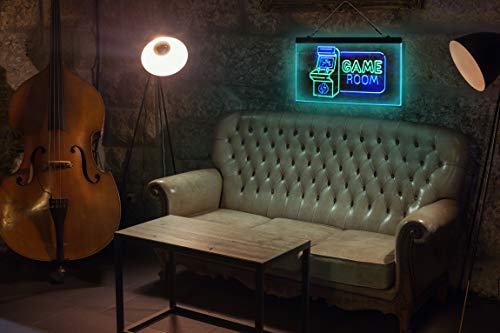 Game Room Arcade TV Man Cave Bar Club Dual Color LED Neon Sign Blue & Red 16" x 12" st6s43-j2850-br