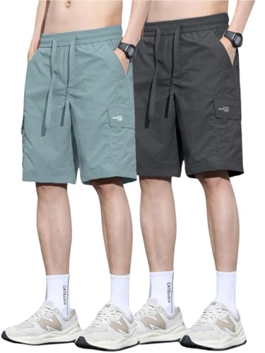 Image of TAGDO Men's Cotton Cargo Shorts with Multi Pockets | Lightweight Casual Outdoor Shorts Pant for Men | Elastic Waist Drawstring Utility Shorts for Hiking, Camping and Daily Wear (2048)