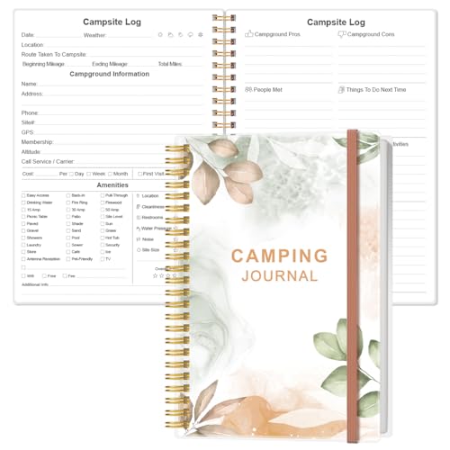Heveboik Camping & RV Travel Log Book, A5, Rose Leaf