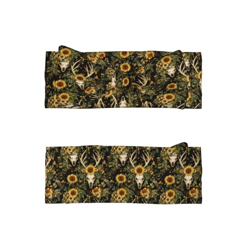 Sunflower Deer Skulls Print Baby Girl Bows Headbands Baby Girls Newborn Headbands Infant Toddlers 0-6 Months2