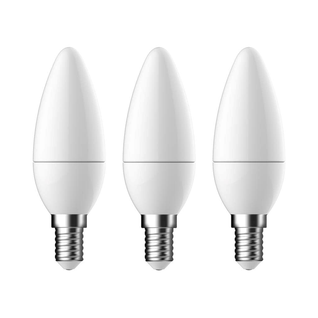 Energetic Candle Frosted LED Light Bulb, E14, 5.8W, 470 Lumens, Warm White 2700K - 3 Pack