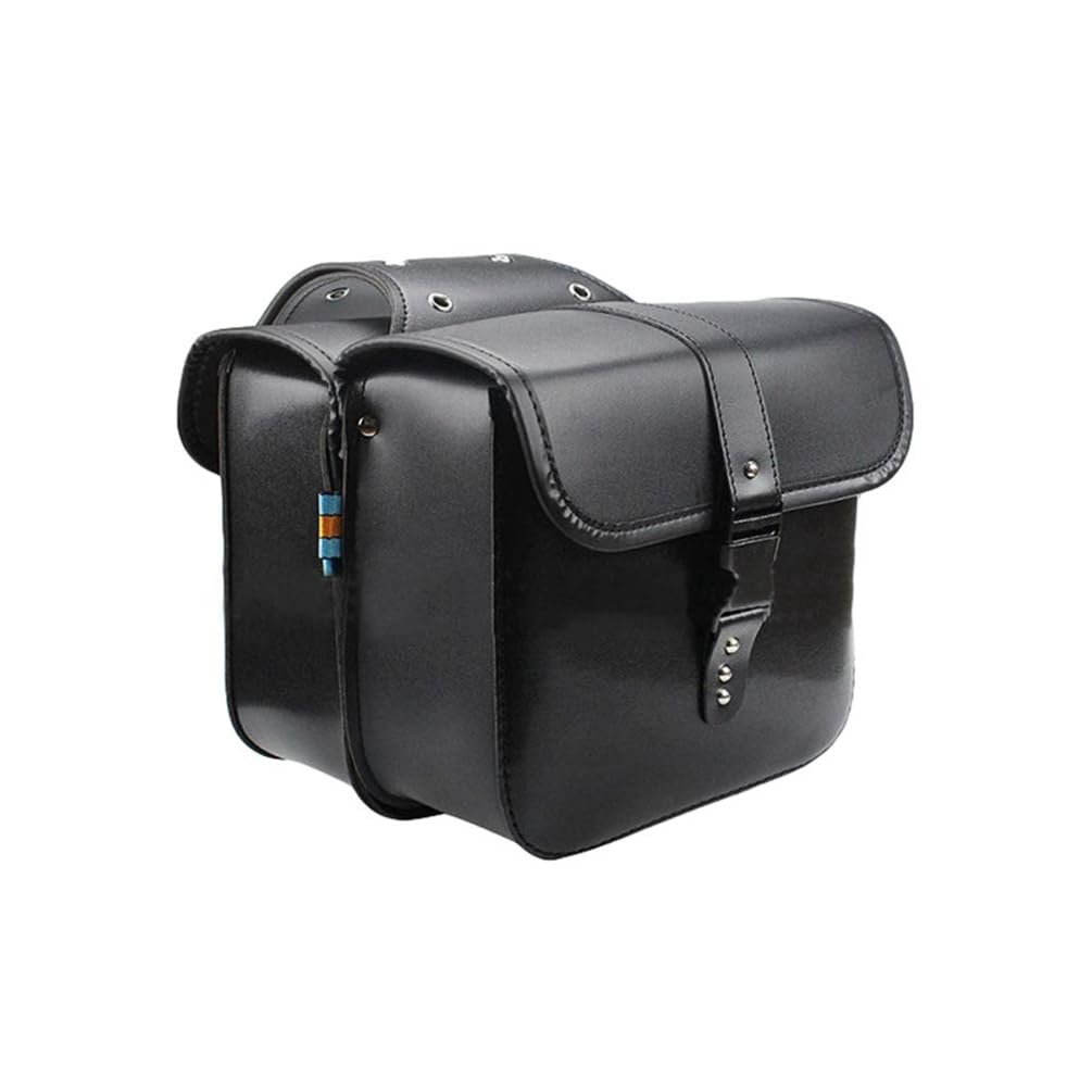 Leapiture Sacoches Moto Cuir PU Rétro - Paire De Sacs Latéraux Outils & Équipement Noir