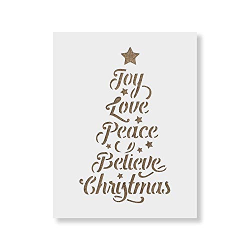 Christmas Tree Words Stencil - Christmas Porch Sign, Christmas Drawing Stencil, Christmas Wall Decor, Stencils for Wood Signs