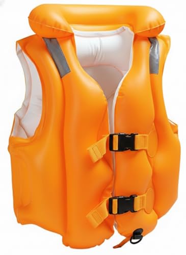 Image of Enorme Swim Vest for Kids | Adjustable Inflatable Floating Jacket | Swimming Aid for Children | Durable PVC Life Vest with Double Buckle & Neck Support | Ideal for Pool & Beach Use - (Pack of - 1)