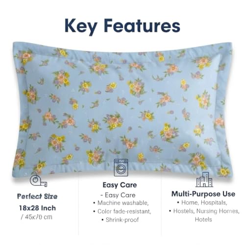 Image of HOUSE FOX Zipper Cotton Pillow Covers /Cases /Protectors (NOT Pillow) Set of 2 Pair Or 4 Pcs,Size -18x28inch with Zip /Chain (Light Blue, Standard)