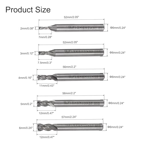 Image of uxcell Carbide End Mills Sets 4-Flute 2mm 3mm 4mm 5mm 6mm 7mm 8mm 9mm 10mm 12mm High-Speed Steel CNC Milling Cutter Bits Tool for Aluminum Steel Cutting Metalworking