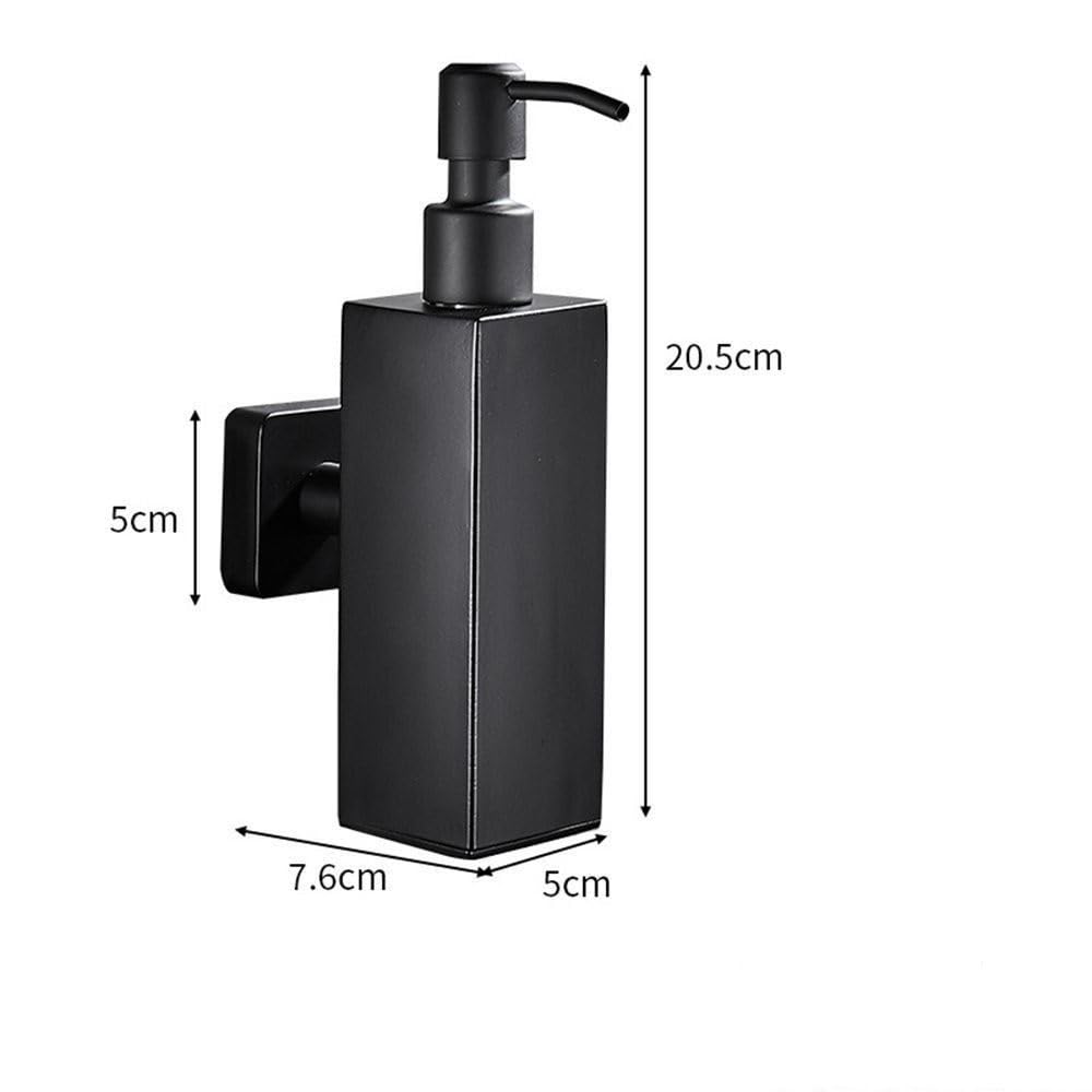Jabonera Sencilla de Acero Inoxidable para Pared, para Cocina, Hotel, baño, dispensador de Gel de Ducha, Color Negro, 7,6 x 20,5 cm, 200 ml