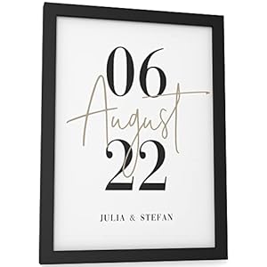 Papierschmiede® Paar Poster Personalisiert mit Namen und Datum, DIN A5 (15×21 cm) Bilderrahmen wählbar, Personalisiertes…
