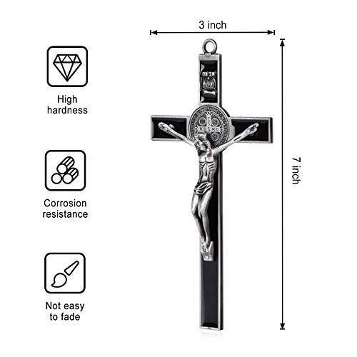 Wellcho Black Enamel Crucifix Wall Cross -Saint Benedict Metal Wall Art-7 Inch Cross Give Blessing And The Spiritual Sacred:Faith Gift For Your Acquaintances thumb #1