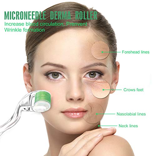 Derma Roller Microneedles Skin Care Tool, 540 & 180 Titanium Seamless Micro Needle Roller 0.25mm Cosmetic Needle for Face Eye Skin Body Treatment - Thumbnail 5