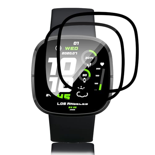 Protector de pantalla de cristal templado para Fitbit Versa 4/Fitbit Versa 3/Fitbit Sense 2, 2 unidades, antiarañazos, HD, alta sensibilidad, protector de pantalla, sin burbujas Versa 4