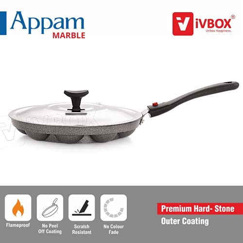 Image of ivbox Max-Eco Appa Patra Heavy-Base Non Stick 12-Cavity Appam Maker Pan (Grey)