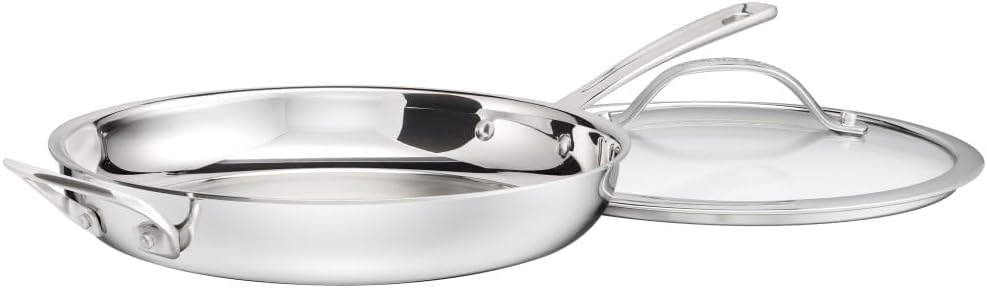 Cuisinart PureCladTM PureCladTM Triple-Ply 12 Stainless Steel Skillet with Helper Handle and Cover. PCT22-30HC