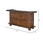 Pemberly Row 78" Farmhouse Wood Freestanding Island Home Bar Unit, Stemware Wine Rack, Storage Cabinets, for Kitchen and Basements, in Mahogany Brown - Image 3