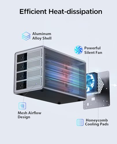 Image of ORICO USB 3.0 Hard Drive Enclosure 4 Bay External Direct Attached Storage Max up to 88TB with Tray Lessing and Safety Lock for 3.5 inch SSDs HDDs ( Alluminum Alloy) -9848U3