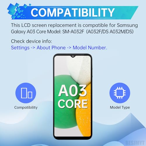 Écran LCD Samsung A03 Core SM-A032F vitre tactile de remplacement complet