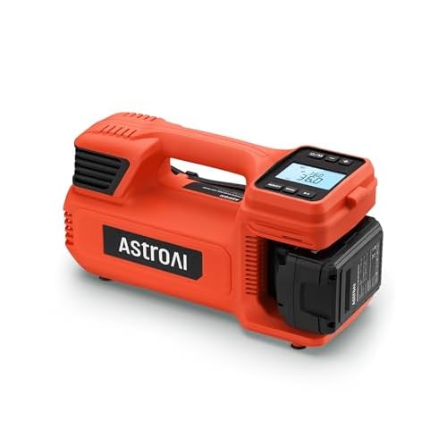 AstroAI TC4 Portable Air Compressor Tire Inflator, 470W 18V Cordless Air Pump for Truck Tires with 4000mAh Battery, 150PSI Heavy Duty Air Compressor with Digital Display for Car, RVs, SUV Re