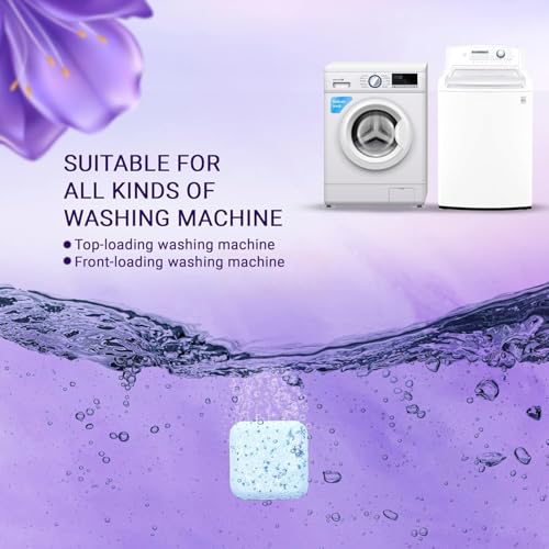 Image of Washing Machine Cleaner Tablets (24 Tablets) | Drum & Pipe Deep Cleaner | Lavender Scent | Removes Odour, Limescale & Residue | For Front Load & Top Load Fully Automatic Washing Machines