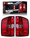 OKLPF Rear Brake Tail Lights Compatible With 2007-2014 Chevy Silverado 1500 2500HD 3500HD,Replacement Red Taillights Assembly,Included Bulbs and Harness,Driver and Passenger Side