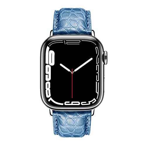 MUENShop Compatible with Apple Watch Alligator Strap 49mm 45mm 44mm 40mm 41mm Real Crocodile Replacement Band for iWatch Series 9 8 7 6 5 4 SE,Ultra/Ultra 2