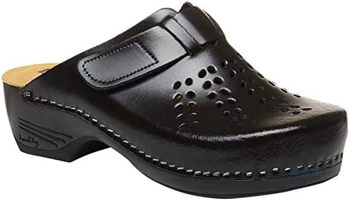 leather slip on clogs