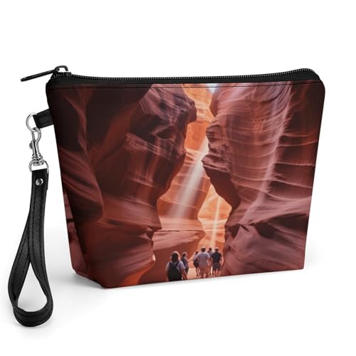 Bolsa de maquillaje de piel sintética y neceser de cosméticos compacto Antelope Canyon