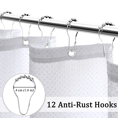 Extra Long Shower Curtain 96 Inch Length For Bathroom, Tall Black And White Ombre Waffle Weave Fabric Shower Curtain Set With Hooks, Bath For Men #TOP4