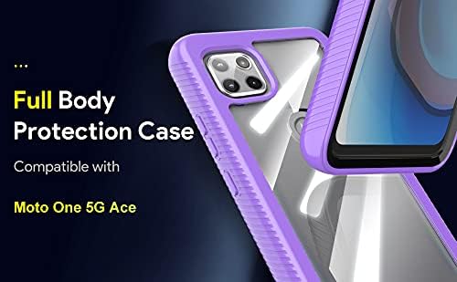 HATOSHI for Motorola Moto One 5G Ace Case with Built in Screen Protector and 2 Pack Camera Lens Protector, Military-Grade Shockproof Full-Body Protective Phone Cover for Moto One 5G Ace Purple