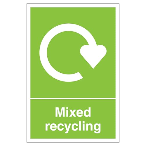 Panneau de sécurité autocollant mixed recycling pour simplifier le tri
