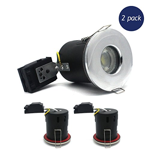 2 X Sanlumia LED Fire Rated Downlight Can GU10 Recessed Ceiling Twist & Lock Interchangeable Downlight IP65 Chrome