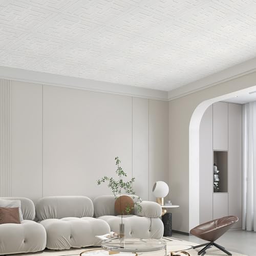 Ceiling Tiles Peel and Stick Foam-16 Pcs, Covered 21 Sq.Ft-3D Wall Panels Peel and Stick- Easy to Install and Cut for Ceiling and Interior Wall Decor（13.8 x 13.8 inch） - Thumbnail 7