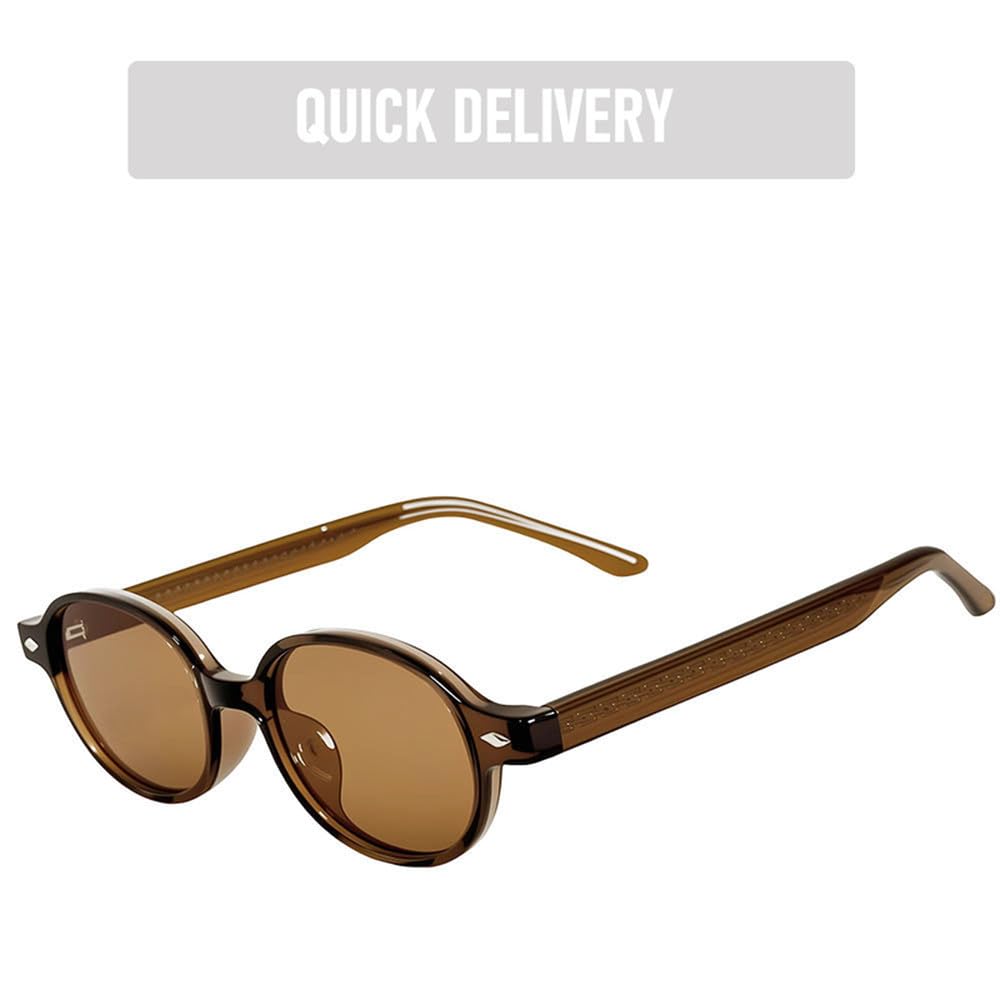 Gafas de sol vintage para hombre con protección UV400, forma ovalada, ultraligeras, ideales para vacaciones.