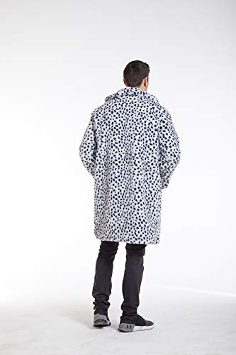 Image of UMREN Mens Warm Leopard Faux Fur Coats Jacket Long Luxury Overwear Parka Cardigans