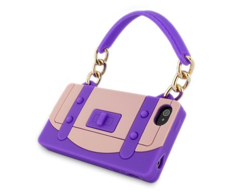 BONAMARt Fashion Soft Cute Silicone Purple Purse Handbag Chain Case Cover Skin for iPhone 4 4S 4G BONAMARt Fashion Soft Cute Silicone Purple Purse Handbag Chain Case Cover Skin for iPhone 4 4S 4G