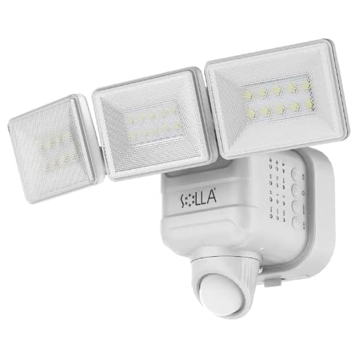 SOLLA Alkaline Battery Motion Sensor Outdoor Lights, 750LM Wireless Flood Lights Outdoor Motion Sensor,5000K IP65 LED Security Light, 3-Headed Outside Detection Lighting for House, Yard, Porch