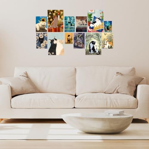 Image of Funk You Store Cat Posters (Set of 12) Cute Kitten Posters for Wall | Collage Set of Pussy Cat Poster for bedoom, living room, dorm room, studyroom | Poster for Wall | Glue Dots Included (D 028)