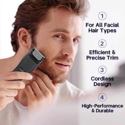 Misuke Manscape Beard Trimmer Men,20 Length Adjustable Blade Wheel,Wet/Dry Electric Trimmer for Precision Facial Hair Trimming,Cordless Hair Clippers,IPX7 Waterproof,LED Display,Men's Gifts - Image 4