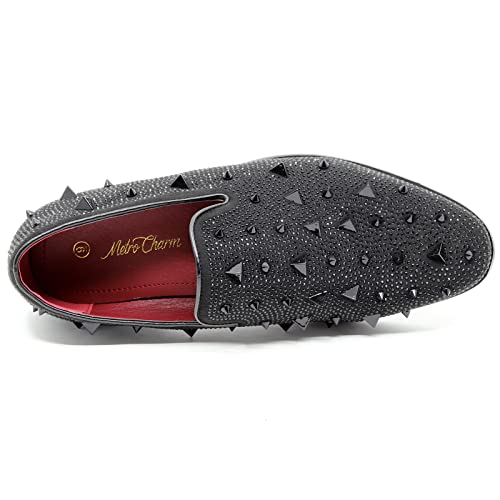 Men's Vintage Spike Rhinestone Designer Classic Smoking Dress Tuxedo Loafers Slip On Shoes Sm-24 (Black, Us_Footwear_Size_System, Adult, Men, Numeric, Medium, Numeric_11) #TOP2