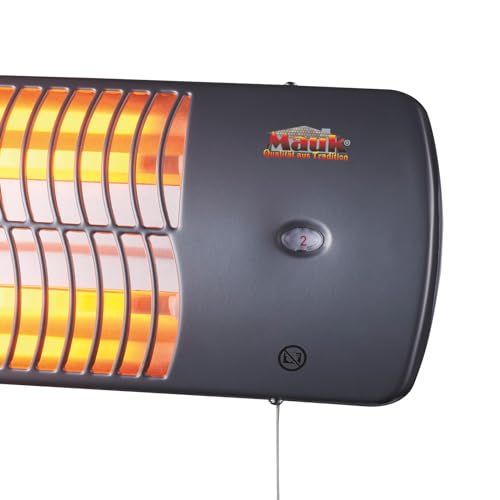 MAUK Infrarot Heizstrahler Quarzröhren Heizgerät 2 Stufen Heizung- 1200W | Flachheizkörper mit Wandhalterung, Zugschnur & einstellbarem Neigungswinkel-2