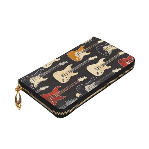 Guitar Pattern Printed Long Wallet for Women Men Cute PU Leather Wallet with Coin Purse and Credit Card Holder3