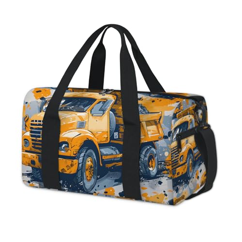 Gym Bag for Women Men Truck Vehicle Weekender Overnight Workout Travel Duffle Sports Tote Excavator Tractor Waterproof Foldable Sports Bag