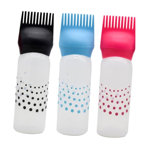 Didiseaon 3 piezas Botellas de Tinte para Cabello con Peine Aplicador Envases Rellenable para Colorante Azul Rosa y Negro para Peluquería Profesional y Lavado de Cabello