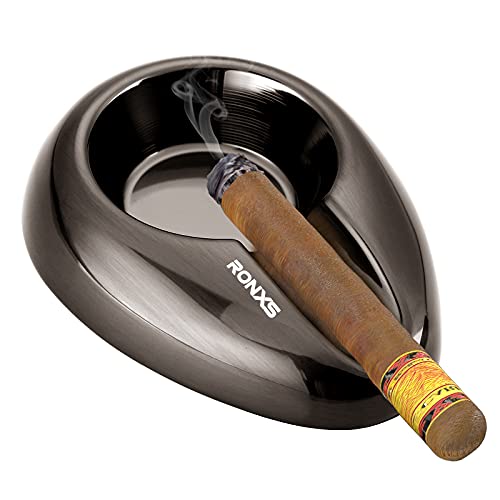 RONXS Cigar Ashtrays, All Metal Outdoor Ashtray Unbreakable Portable Ash Tray Single Cigar Holder Ashtrays for Cigarettes, Great Cigar Accessories Gift