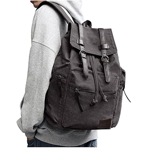 Canvas Vintage Backpack for Men Women, Casual Daypack Laptop Backpack School Bag College Bookbag Multipurpose Travel Hiking Vegan Rucksack Brown(medium) Cover