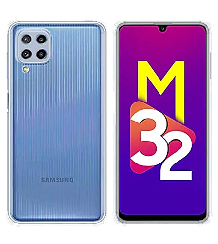 Image of Soft Flexible Silicone Back Cover Compatible with Samsung Galaxy M32, Transparent Case + Screen Guard
