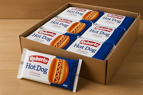 Hot Dog Classico Pane Morbido per Hot Dog, 4 Panini per Confezione, Ideale per Grigliate e Ricette Americane, Scorta da 8 Confezioni'