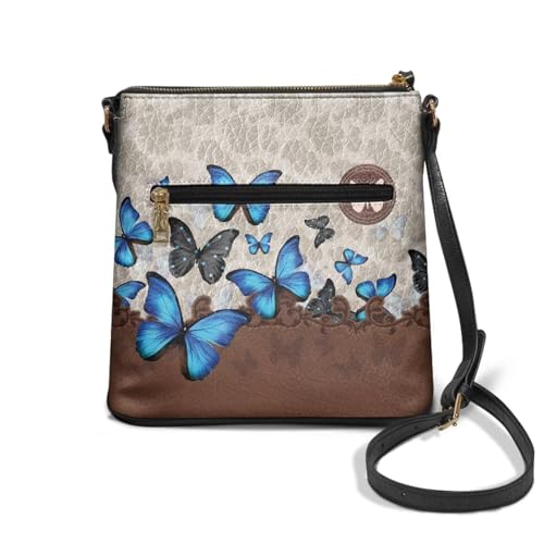 Image of Leather Women Crossbody Hobo Bag Satchel Purse Handbag with Adjustable Shoulder Strap and Zipper Pockets